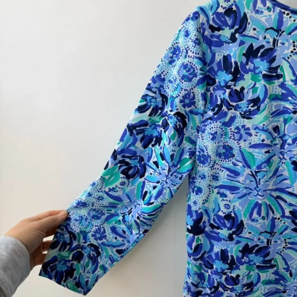 Lilly Pulitzer Maxi Dress Pima Cotton Iris Lion Print – Blue/White (Size M) - Picture 5 of 9